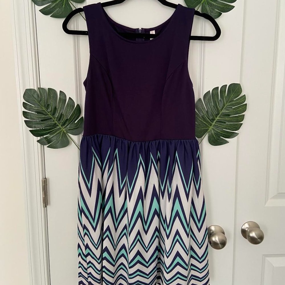 Navy Blue Xhilaration Fit and Flare Dress